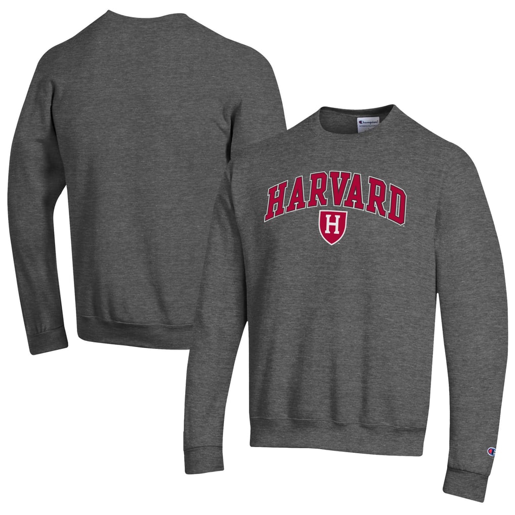  Harvard Crimson Champion Arch Over Logo Pullover Sweatshirt - Heather Charcoal
